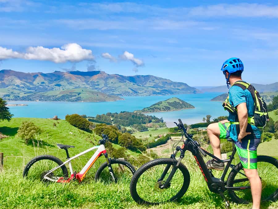 Akaroa: Guided Electric Mountain Bike Tour-Lava Loop - The bikes and the climb to the crater rim