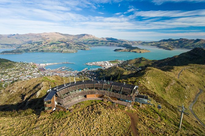 Christchurch Gondola Ride Ticket - The summit view over harbour, plains, and Southern Alps
