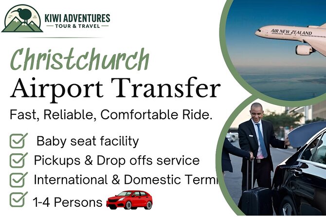 Christchurch INTL Airport Car Transfer to City max 4 persons - Landing at Christchurch International or Domestic Airport