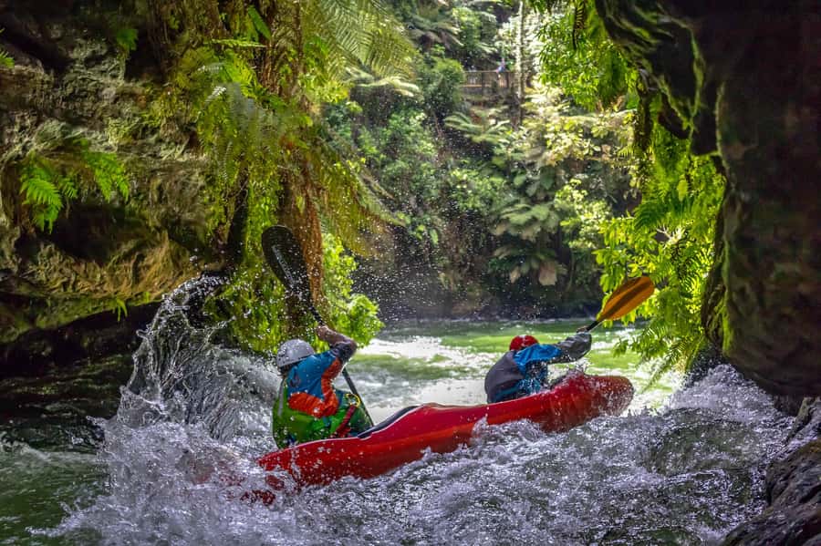 Epic Tandem Kayak Tour down the Kaituna River Waterfalls - Tackling 7m Tutea Falls