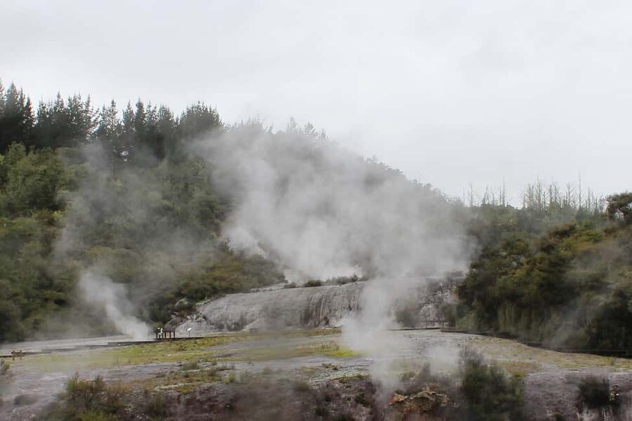 From Rotorua: Taupo Day Trip with Orakei Korako or Waiotapu - Huka Falls, where the Waikato River tightens