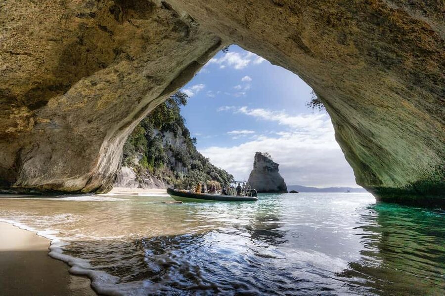 From Whitianga: Cathedral Cove Cruise with Snorkeling - Cathedral Cove from the water