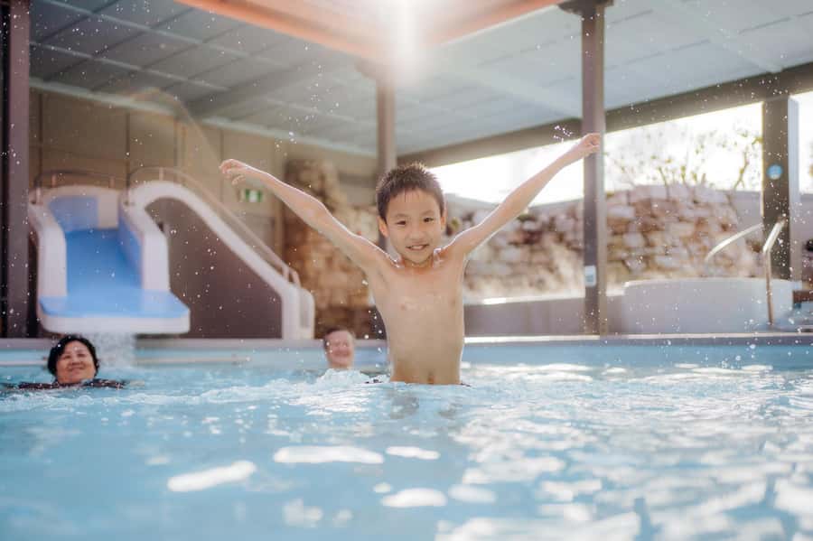 Geothermal and Freshwater Combo Family Pools in New Zealand - Changing rooms and hire options keep packing simple