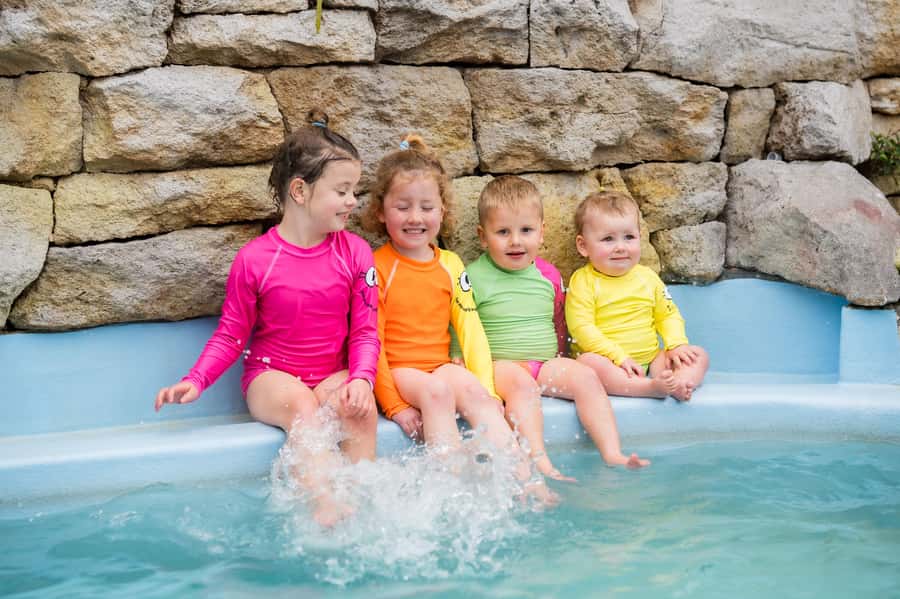 Geothermal and Freshwater Combo Family Pools in New Zealand - The 33°C pool gives children room to play