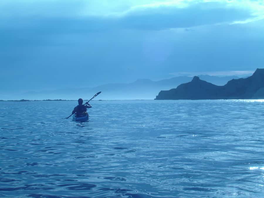 Kaikoura: Sunset Evening Kayaking Tour - Sunset views toward the Seaward Ranges