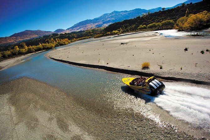 KJet Queenstown Jet Boat Ride on the Kawarau and Shotover Rivers - Crossing Lake Wakatipu beneath the Remarkables