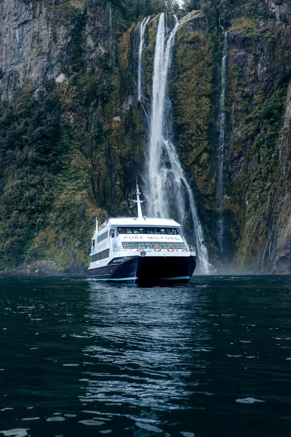 Milford Sound: Waterfalls, Wildlife, and Rainforest Cruise - Stirling Falls and the Spray Zone
