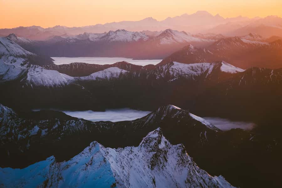 Queenstown: Sunrise Glacier Scenic Flight - Barrier Range and the head of the Arawhata River