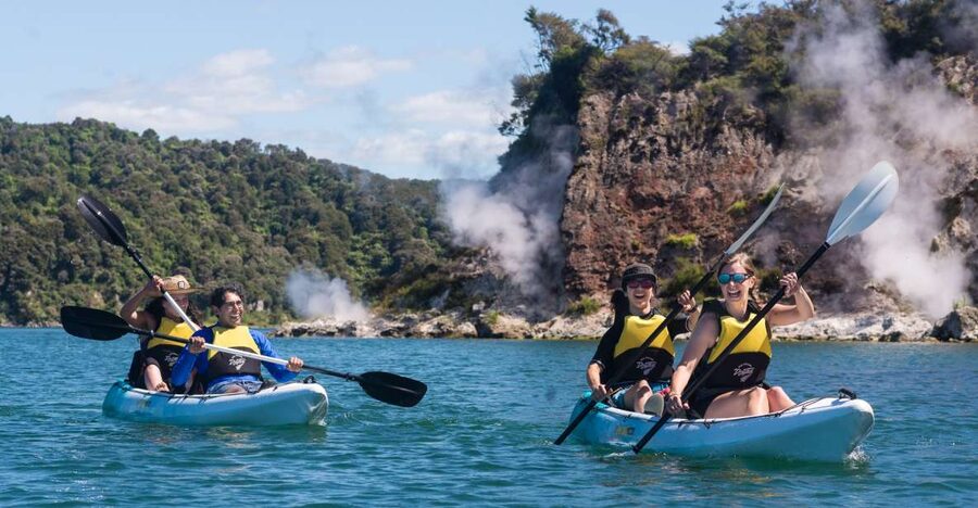 Rotorua: Waimangu Valley Walk and Steaming Cliffs Kayak Tour - Reaching Lake Rotomahana