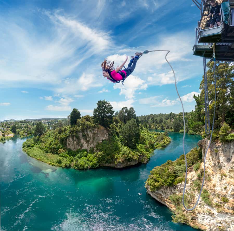 Taupō: AJ Hackett Taupō Bungy - NZ's Highest Water Touch! - Arriving from Taupō town