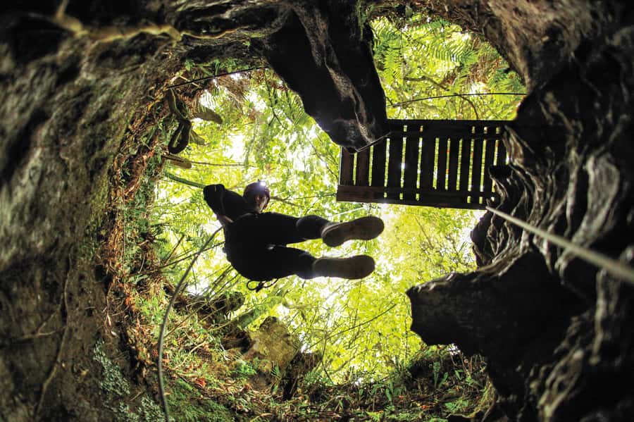 Waitomo Caves Black Abyss Ultimate Caving Experience - Learning to abseil before the 35-meter descent