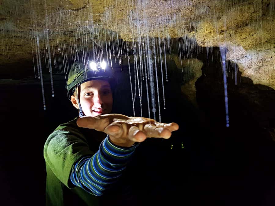 Waitomo: Guided Eco-Cave Tour - The glowworms in complete darkness